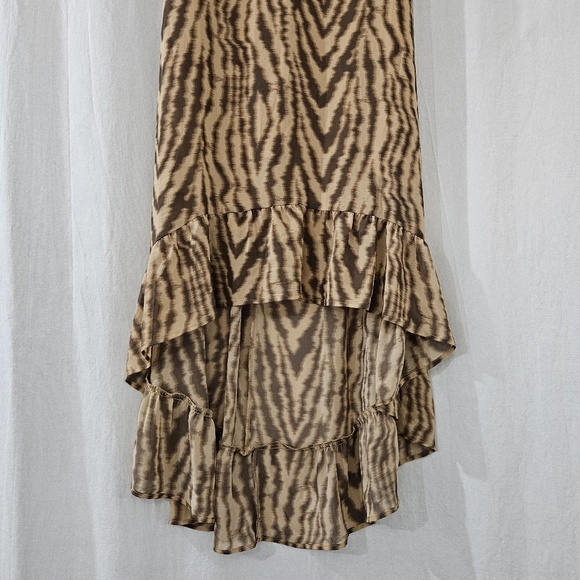 Wild Fable High Low Hem Printed Chiffon Dress in Brown & Tan Women’s Size M - Picture 5 of 9